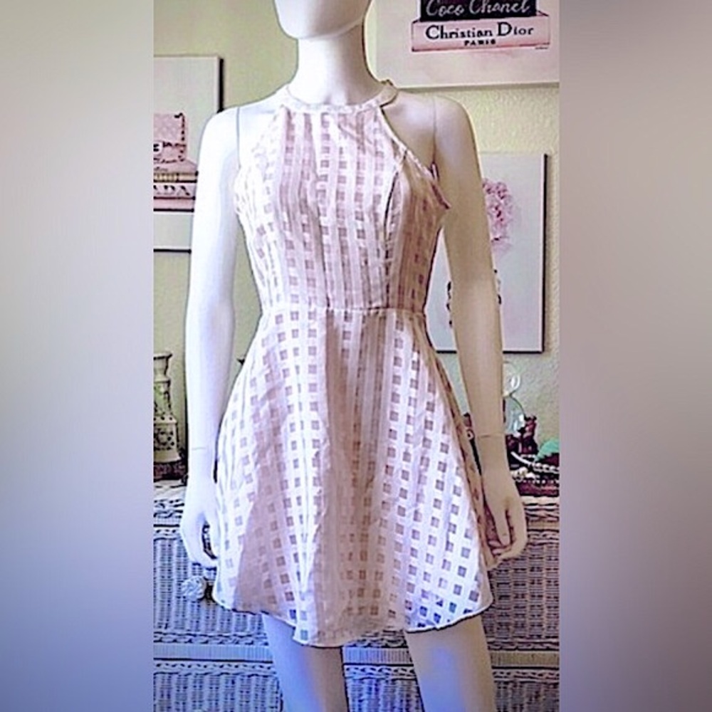 Lovers & Friends Halter Mini Dress Revealing Sleeveless in Pink Gingham size S